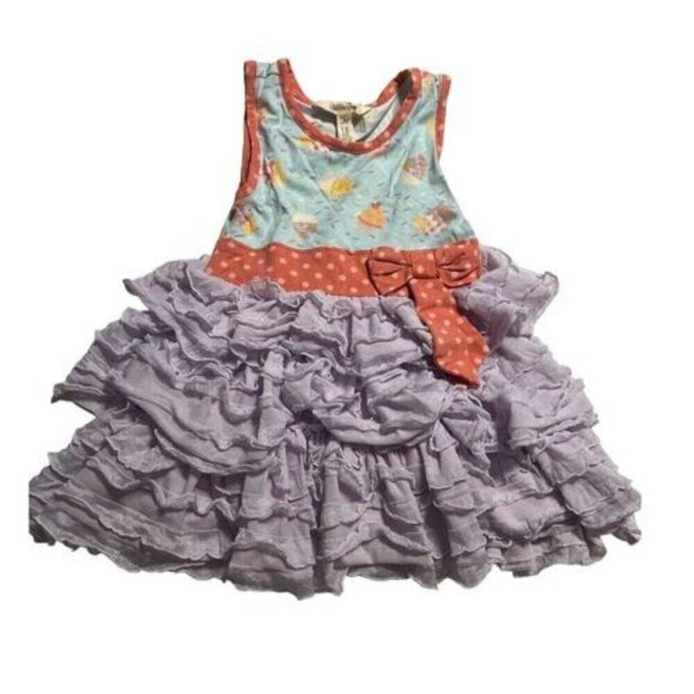 Matilda Jane Let's Eat Cake Ruffle A-Line Dress Girls Size 2 Excellent VERY Gent